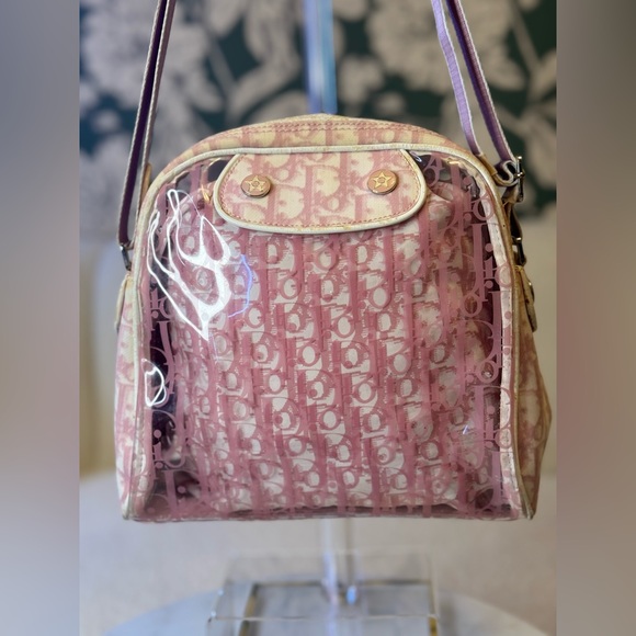 Dior Handbags - Dior Authentic Pink and Cream Trotter Transparent Crossbody bag w/pouch. RARE